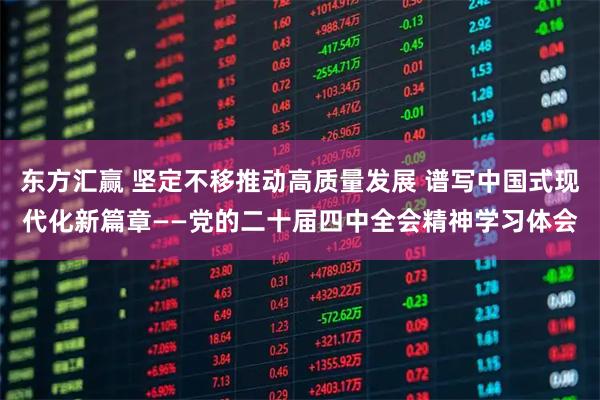 东方汇赢 坚定不移推动高质量发展 谱写中国式现代化新篇章——党的二十届四中全会精神学习体会